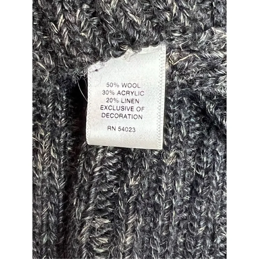 Banana Republic heritage charcoal gray button up chunky baseball sweater size L
